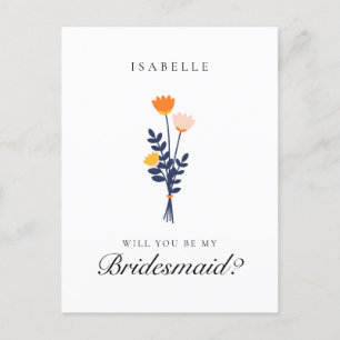 Modern Floral Bridesmaid Proposal Postcard