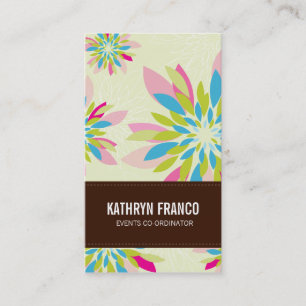 MODERN FLORAL bright simple abstract flower dahlia Business Card