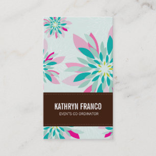 MODERN FLORAL bright simple abstract flower dahlia Business Card