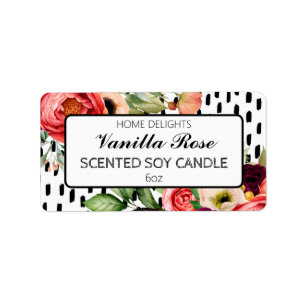 Modern Floral Brush Strokes Soy Candle Labels