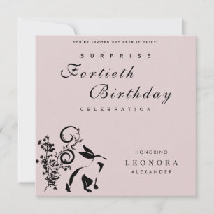 Modern Floral Bunny ANY Surprise Birthday Party Invitation