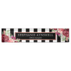 Modern Floral Burgundy Black White Stripes