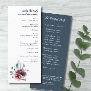 Modern Floral Burgundy Navy Peach Blush Programme