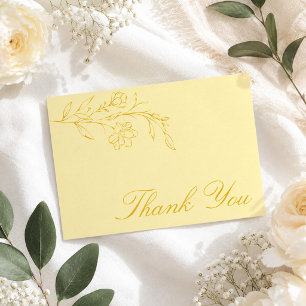 Modern Floral Butter Yellow Wedding Thank You Card