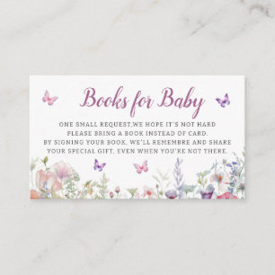 Modern Floral Butterfly Baby Shower Book Request Enclosure Card