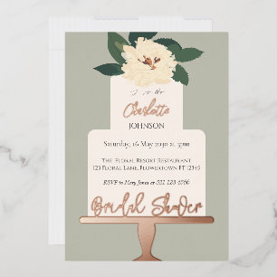  Modern  Floral Cake Bridal Shower Gold