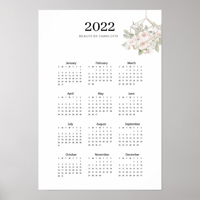 Modern, floral calender 2022 Poster (Front)