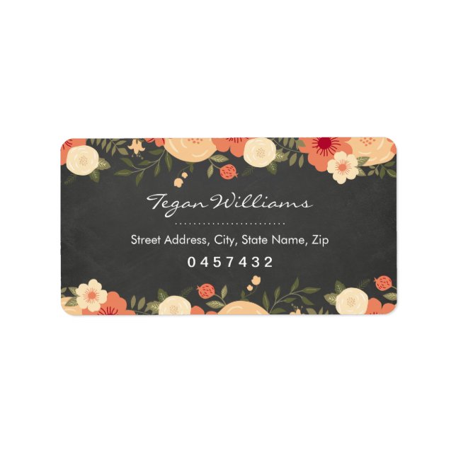 Modern Floral Chalkboard Address Labels (Front)