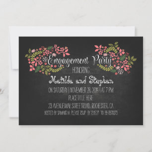Modern floral chalkboard engagement party invite