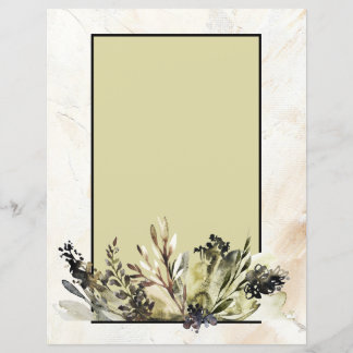 Modern Floral Charcoal Drawing Scrapbook Paper