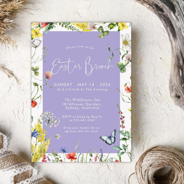 Modern Floral Chic Lavender Easter Brunch Invitation (Creator Uploaded)