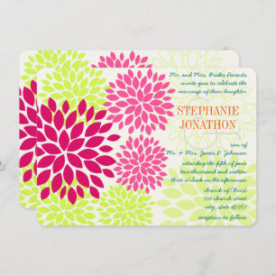 Modern Floral Chrysanthemum Wedding Invitations