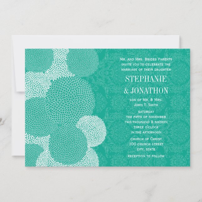 Modern Floral Chrysanthemum Wedding Invitations (Front)