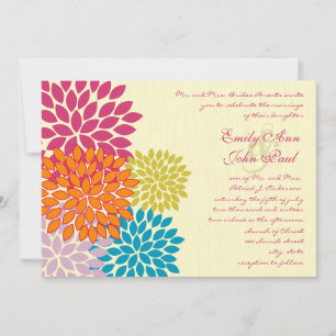 Modern Floral Chrysanthemum Wedding Invitations