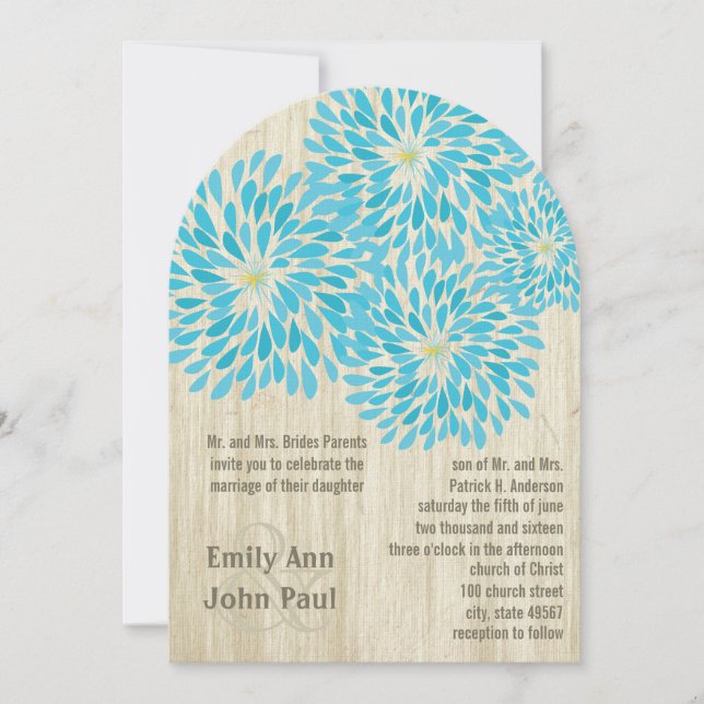 Modern Floral Chrysanthemum Wedding Invitations (Front)