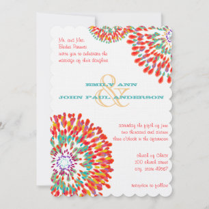 Modern Floral Chrysanthemum Wedding Invitations