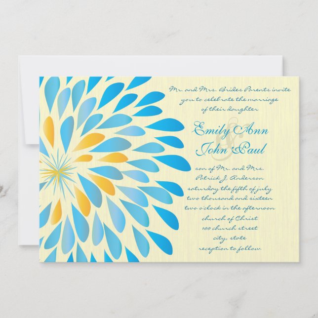 Modern Floral Chrysanthemum Wedding Invitations (Front)