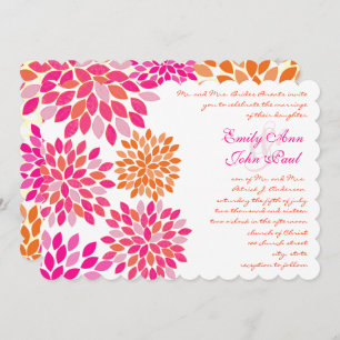 Modern Floral Chrysanthemum Wedding Invitations