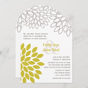 Modern Floral Chrysanthemum Wedding Invitations