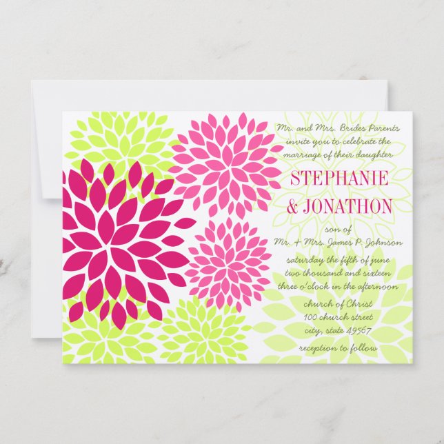 Modern Floral Chrysanthemum Wedding Invitations (Front)