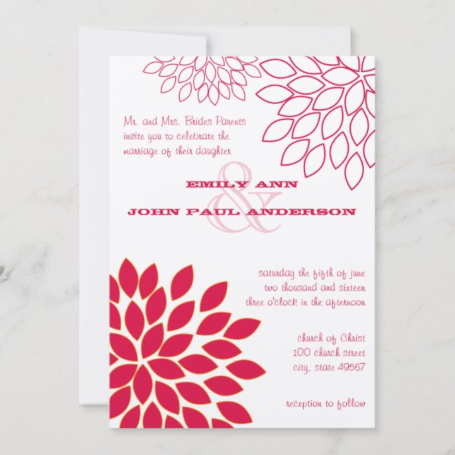 Modern Floral Chrysanthemum Wedding Invitations (Front)