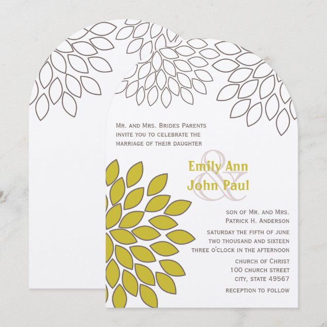 Modern Floral Chrysanthemum Wedding Invitations (Front/Back)