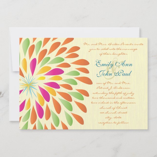 Modern Floral Chrysanthemum Wedding Invitations (Front)