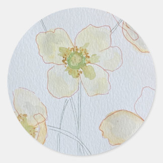 modern floral classic round sticker