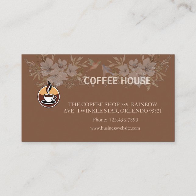 Modern Floral coffee Shop Loyalty Card (Front)
