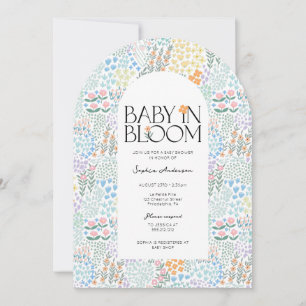 Modern Floral Colorful Baby In Bloom Baby Shower Invitation