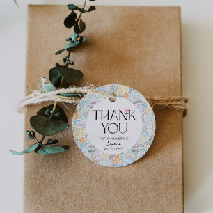 Modern Floral Colourful Baby In Bloom Baby Shower Favour Tags