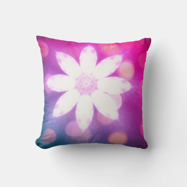 Modern Floral Colourful Pink Blue Ombre Cushion (Front)