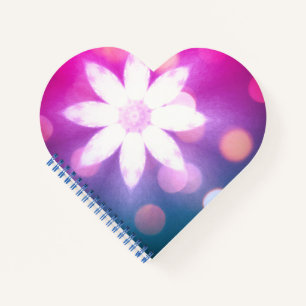 Modern Floral Colourful Pink Blue Ombre Heart Notebook