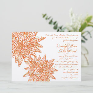 Modern Floral Coral Dahlia Wedding Invitations