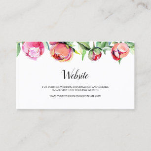 Modern Floral Coral Peony Wedding Website Card
