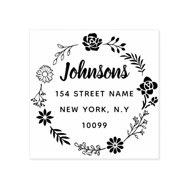 Modern floral crown rubber stamp (Imprint)