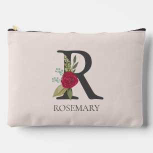 Modern Floral Customisable Monogrammed Letter R Accessory Pouch