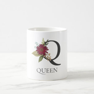 Modern Floral Customizable Monogrammed Letter Q Coffee Mug