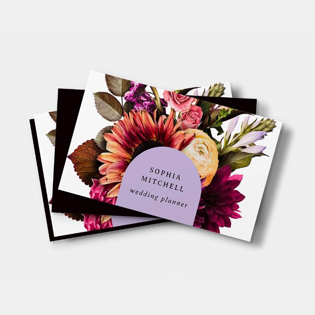 Modern Floral | Dark Colourful and Elegant Business Card (Creator Uploaded)