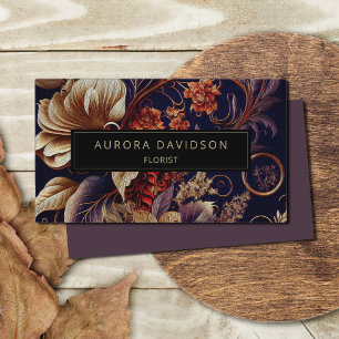 Modern Floral Dark Colourful Elegant Business Card