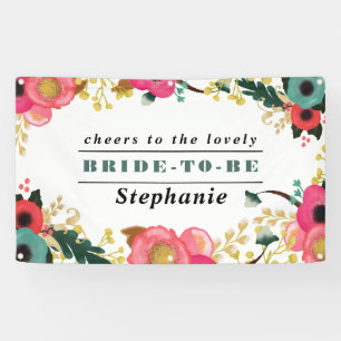Modern Floral Design Large Bridal Shower Banner