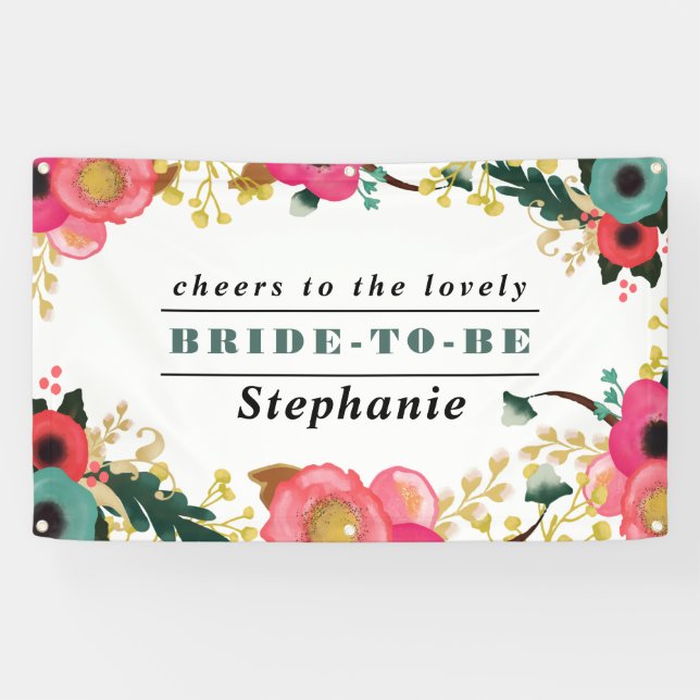 Modern Floral Design Large Bridal Shower Banner (Horizontal)
