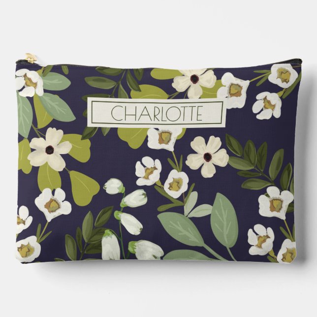 Modern Floral Design with Customizable Background  Accessory Pouch (Front)