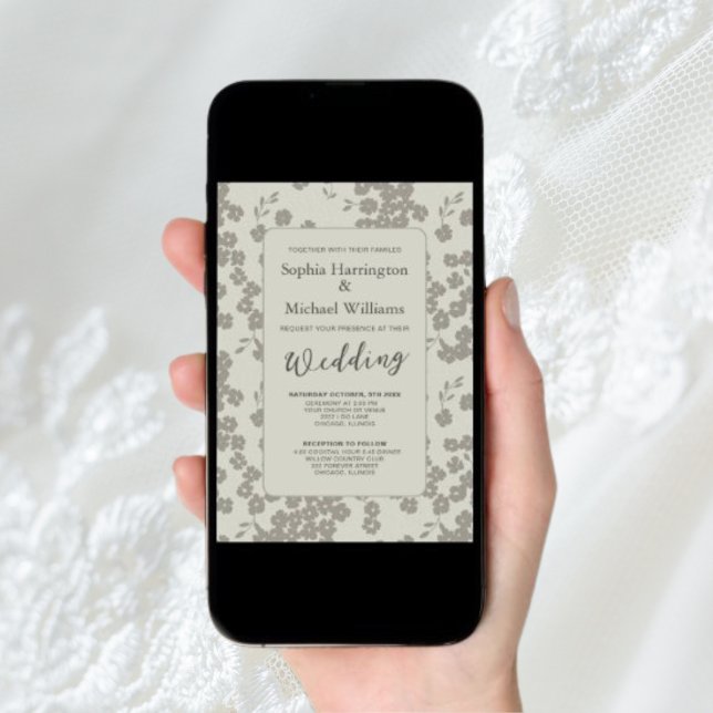 Modern Floral Digital Wedding Invitation QR Code (Creator Uploaded)
