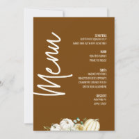 Modern Floral Dinner Menu Thanksgiving Fall