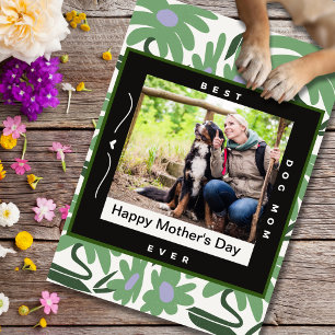 Modern Floral Dog Mum Mother’s Day Photo Holiday Card