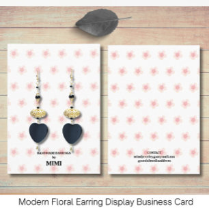 Modern Floral Earring Display Business Card
