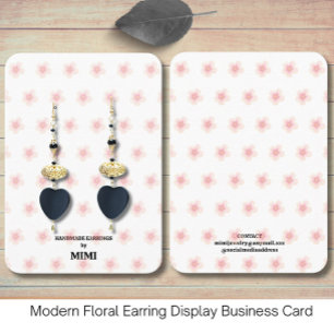 Modern Floral Earring Display Business Card