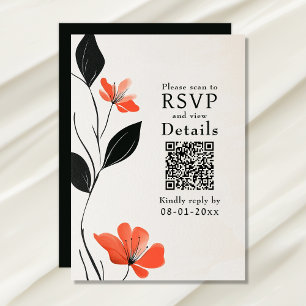 Modern Floral Elegance Bold Blooms QR Code Wedding RSVP Card
