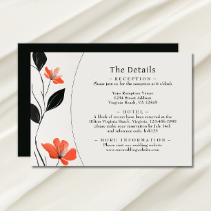 Modern Floral Elegance Bold Blooms Wedding Details Enclosure Card